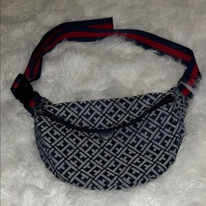 Tommy Hilfiger Navy and Red Patterned Crossbody Bag